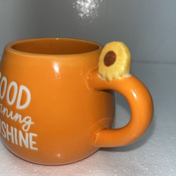 Good Morning Sunshine Orange Ceramic Mug With Sunflower Handle - Picture 3 of 5